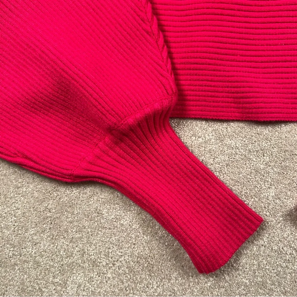 Altard State Sweater Cropped Ribbed Knit Batwing Pink Fuscia women's medium